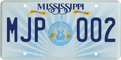 MS license plate MJP002