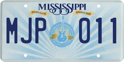 MS license plate MJP011