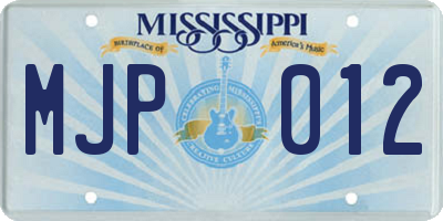 MS license plate MJP012