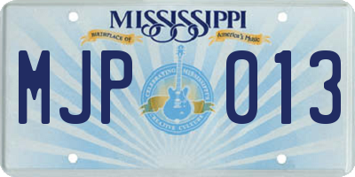 MS license plate MJP013