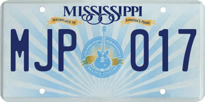 MS license plate MJP017