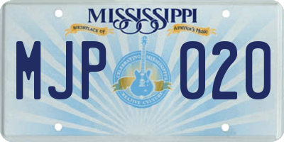 MS license plate MJP020