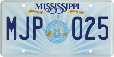 MS license plate MJP025