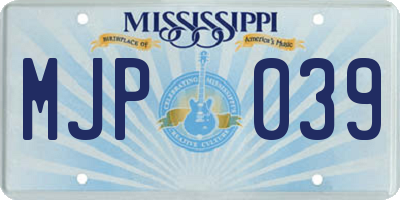 MS license plate MJP039