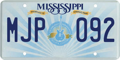 MS license plate MJP092