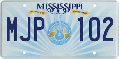 MS license plate MJP102