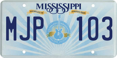 MS license plate MJP103