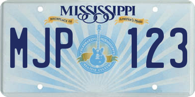 MS license plate MJP123