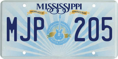 MS license plate MJP205