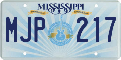 MS license plate MJP217