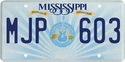 MS license plate MJP603