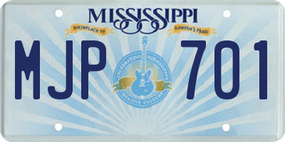 MS license plate MJP701