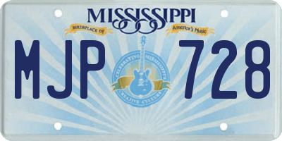 MS license plate MJP728
