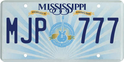 MS license plate MJP777