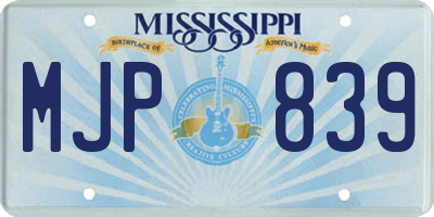 MS license plate MJP839