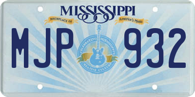 MS license plate MJP932