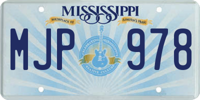 MS license plate MJP978