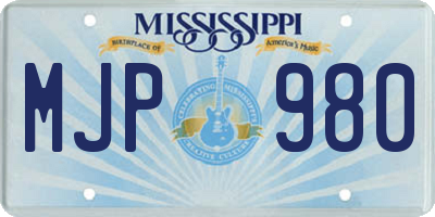 MS license plate MJP980