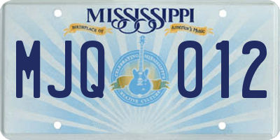 MS license plate MJQ012