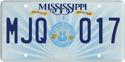 MS license plate MJQ017