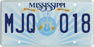 MS license plate MJQ018