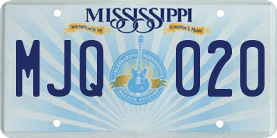 MS license plate MJQ020