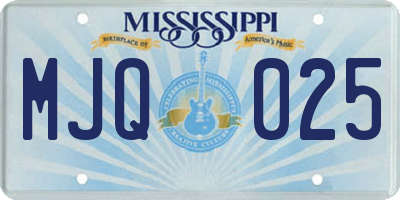 MS license plate MJQ025