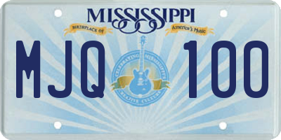 MS license plate MJQ100