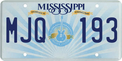 MS license plate MJQ193
