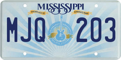 MS license plate MJQ203
