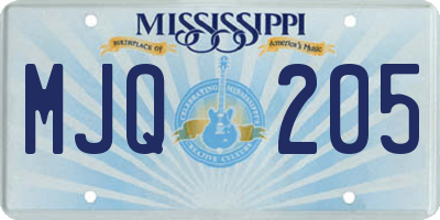 MS license plate MJQ205