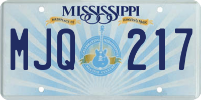 MS license plate MJQ217