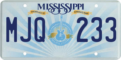 MS license plate MJQ233