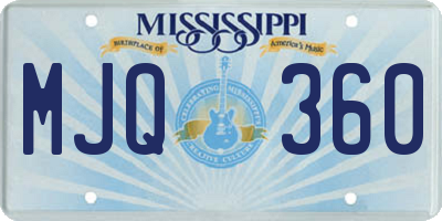 MS license plate MJQ360
