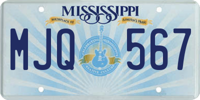 MS license plate MJQ567