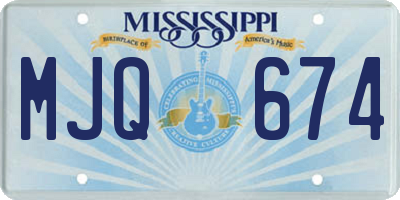 MS license plate MJQ674