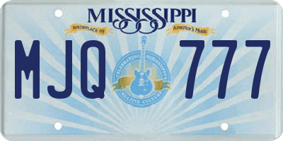 MS license plate MJQ777