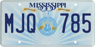MS license plate MJQ785