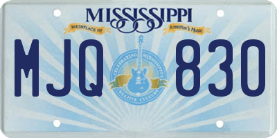 MS license plate MJQ830