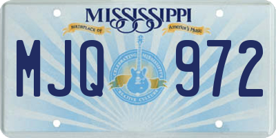 MS license plate MJQ972