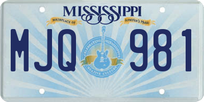 MS license plate MJQ981