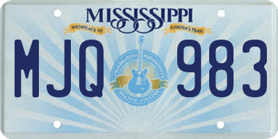 MS license plate MJQ983