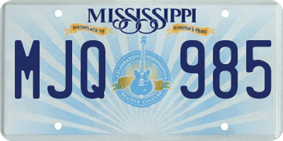 MS license plate MJQ985