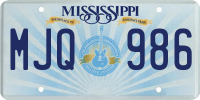 MS license plate MJQ986