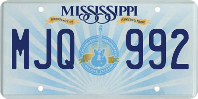 MS license plate MJQ992