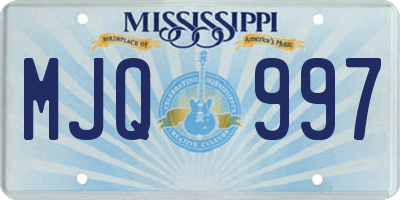 MS license plate MJQ997