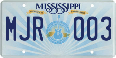 MS license plate MJR003