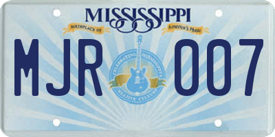 MS license plate MJR007