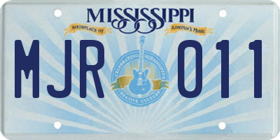 MS license plate MJR011