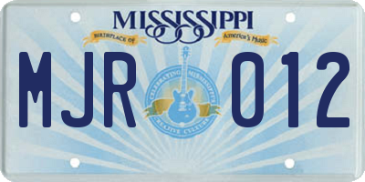 MS license plate MJR012